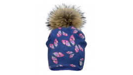 Cotton beanie with detachable raccoon pompom, 20253_pn, 3 years up mom