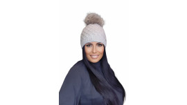 Belle tuque d'hiver en laine avec le pompon en fausse fourrure pour femmes, SHAKTI